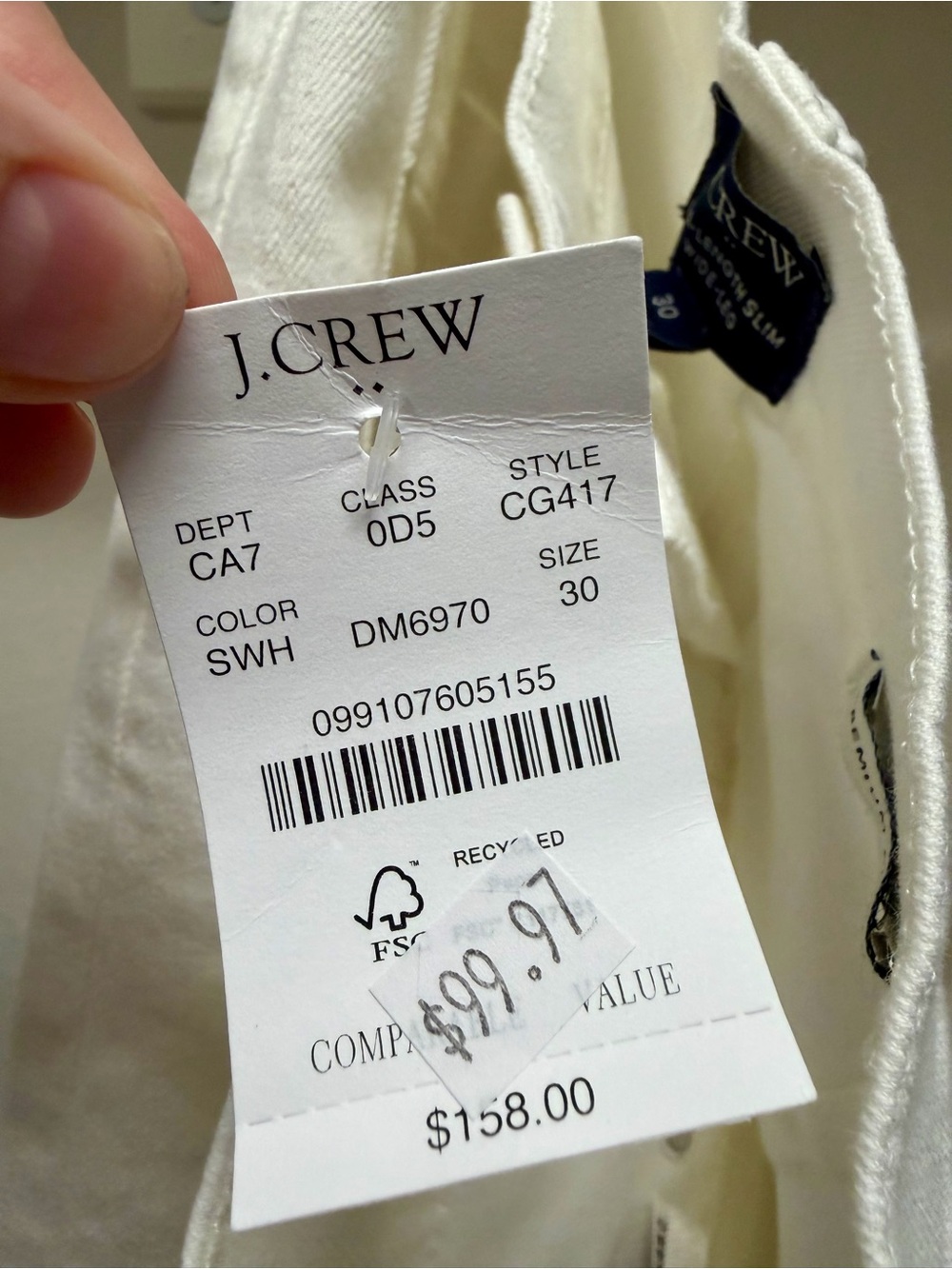 J. Crew White Straight-Leg Jeans with Gold Buttons - Picture 4 of 5